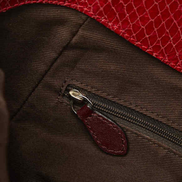 Celine Python Embossed Handbag Red Enamel Leather - Picture 6 of 9